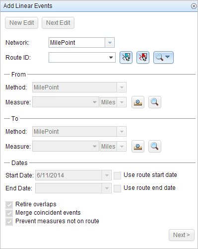 Add Linear Events widget Add Linear Events widget